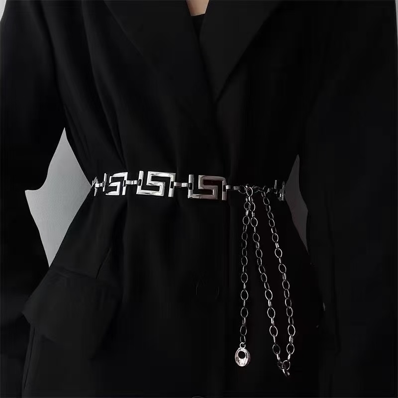 Women'S Jeans Accessories Chain - Металлическая поясная цепочка с геометрическим узором