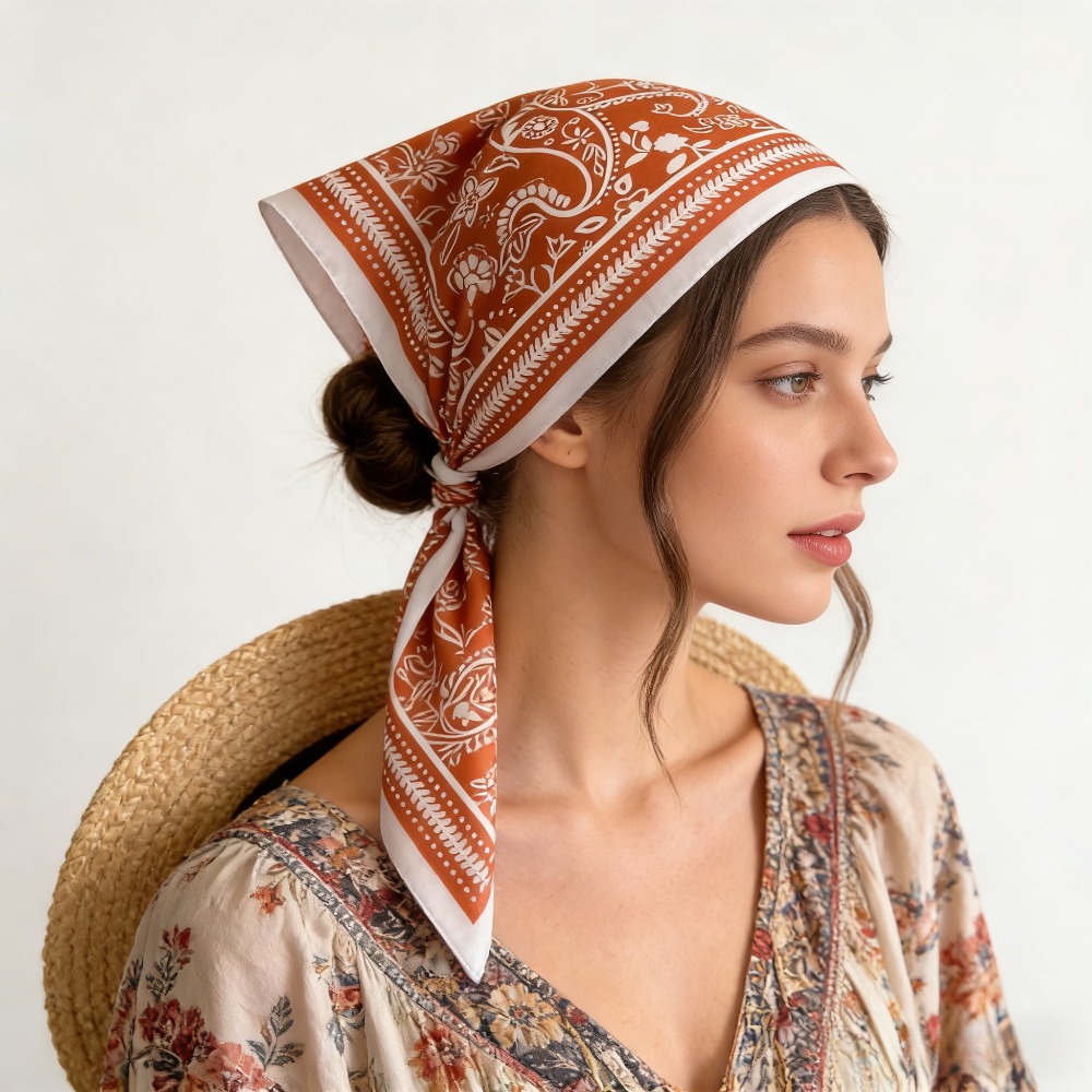 Silk Scarf Square - Шелковый платок с принтом кешью, квадратный