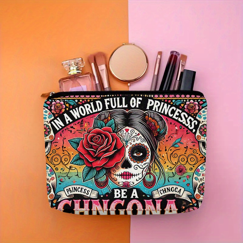 Women Accessories Pouch - Косметичка с цветком и черепом —
