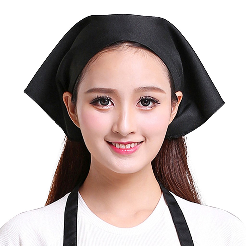 Women Kitchen Accessories - Универсальная тонкая прочная однотонная поварская шапка-косынка