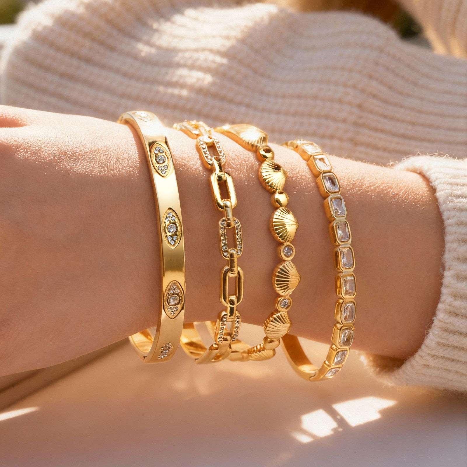 Позолоченные браслеты 14K для  – обзор и цена Evil Eye Bracelet